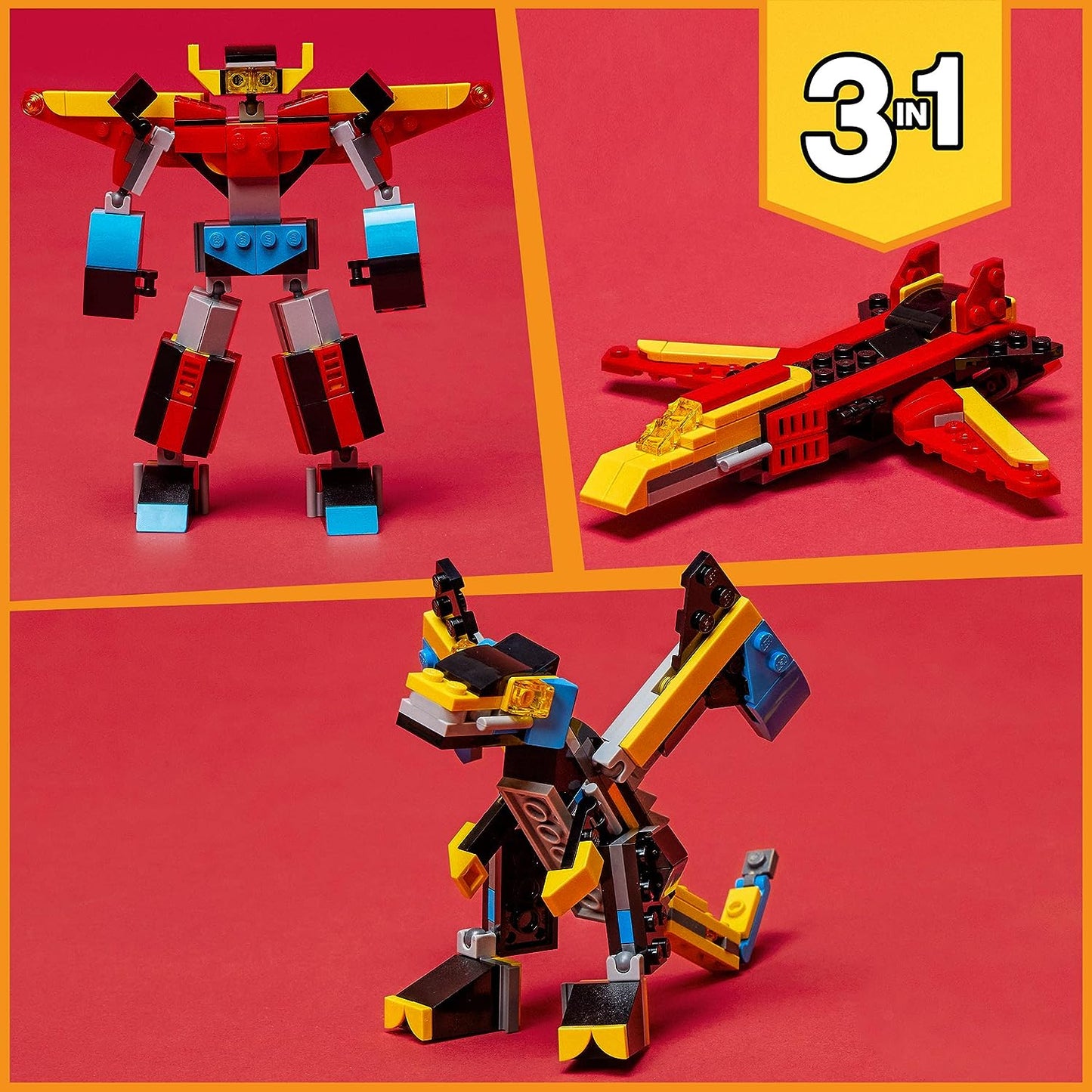 LEGO 31124 Creator 3-in-1 Super-Mech Robot Dragon Figure, Creative Aeroplane Toy for Children from 7 Years