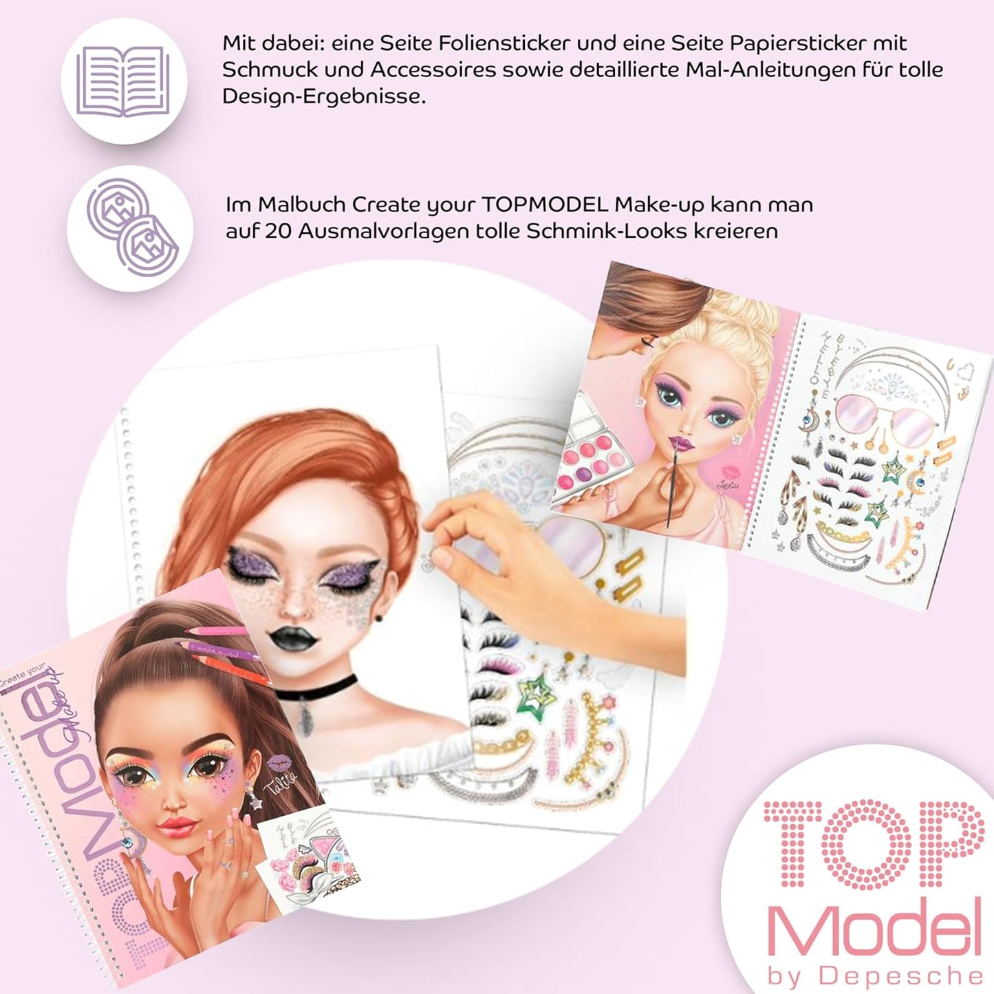 Create Your TOPModel Make-Up Colouring Book + TOPModel Stickerworld Ballet - Fascinating Creative Fun with Makeup Designs and Charming Ballet Stickers for Trendy Girls