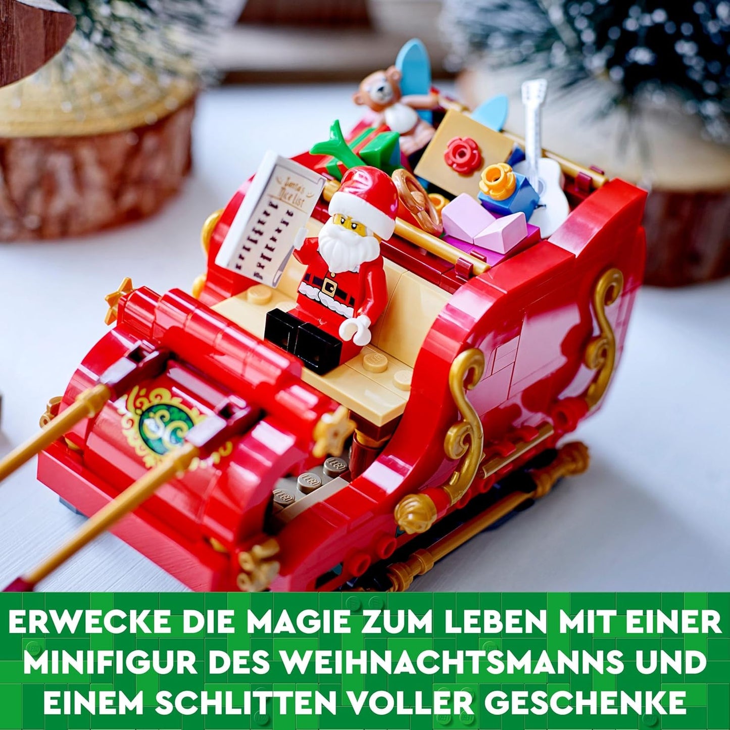 LEGO Santa’s Sleigh Set, Building Toy for Kids with Minifigure, Reindeer Figures and Guitar, Stocking Filler Idea or fun Christmas Decoration, Gift for 9 Plus Year Old Boys and Girls 40499