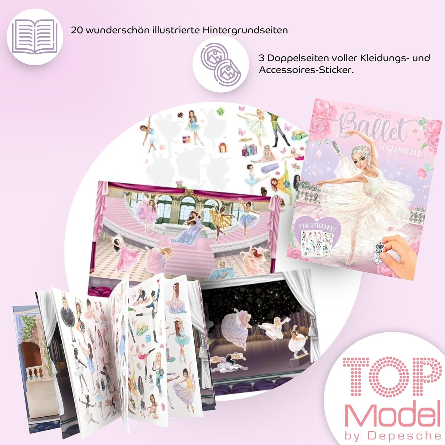 TOPModel Fairy Love Colouring Book + Stickerworld Ballet: Experience the Magical World of Fairies with a Creative Colouring Book Full of Magic and Fantastic Stickers from the Ballet World that Free