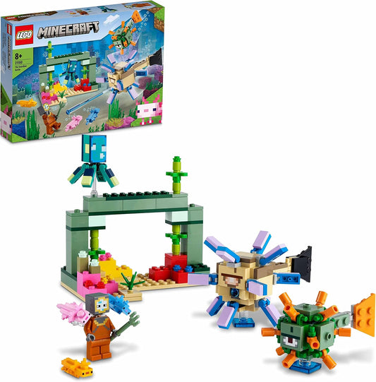 LEGO 21180 Minecraft The Guardian Duel, Underwater Adventure, Children's Toy from 8 Years, Gift for Children, with Figures and Creatures