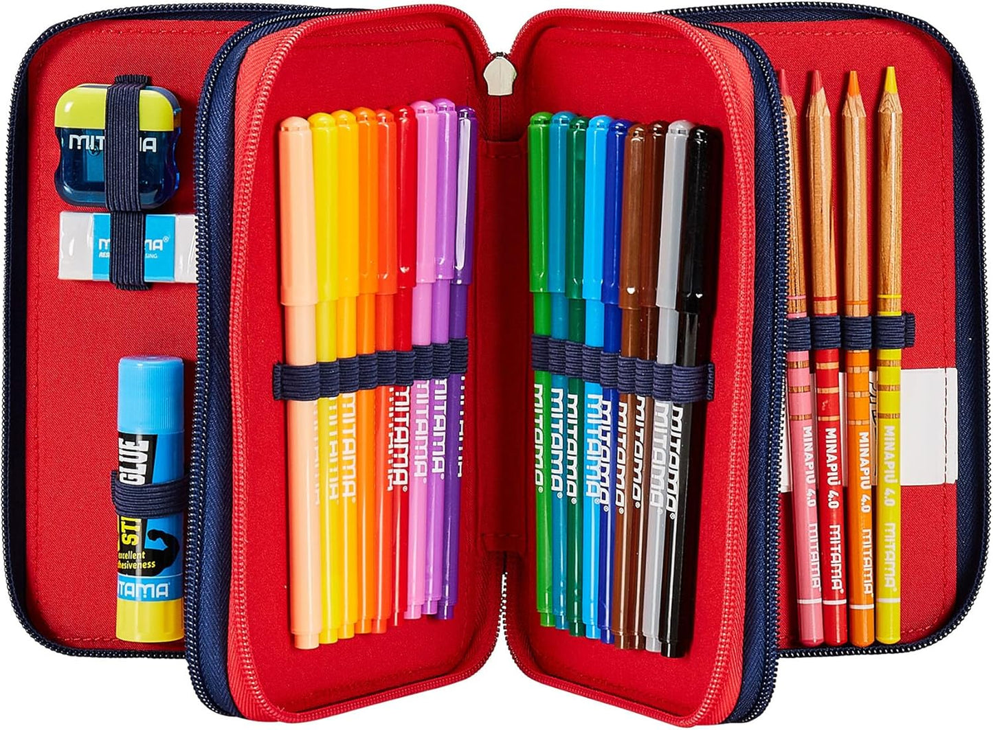 Spider-Man School Pencil Case with 3 Compartments, Webbed Wonder Blue Red - Pencil Case with Multiple Compartments with Pencils, Pens and Colours, Multicoloured, Taglia Unica, Modern, multicoloured,