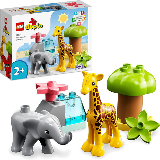 LEGO 10971 DUPLO Wild Animals of Africa, Educational Toy for Boys and Girls from 2 Years, Toy Set for Toddlers with Animal Figures and Play Mat