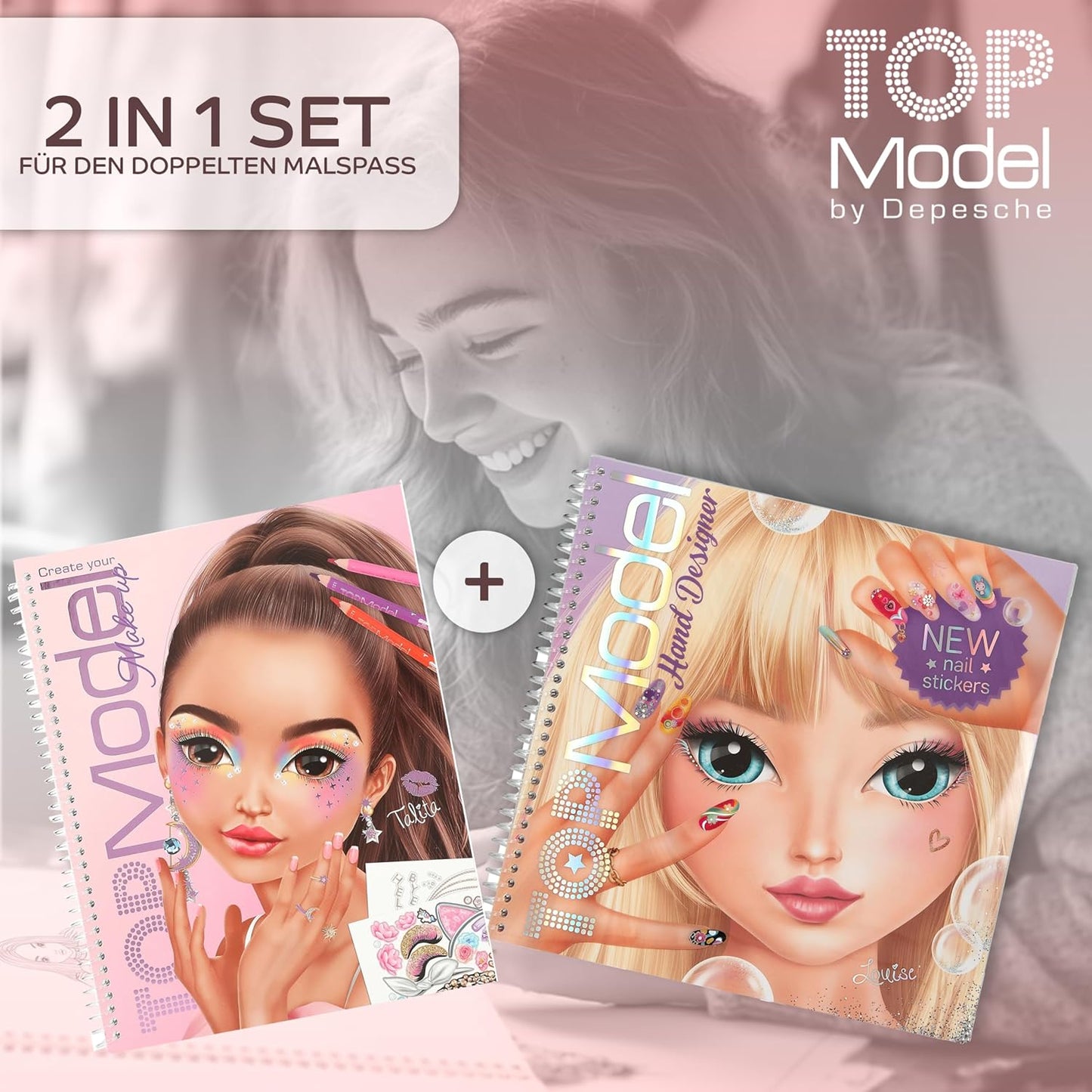 TOPModel Hand Designer Coloring Book &amp; Create Your Make-Up Coloring Book: 46 страниц для создания креативного дизайна ногтей с помощью наклеек из фольги и татуировок на ногтях, а также 20 раскрасок для макияжа