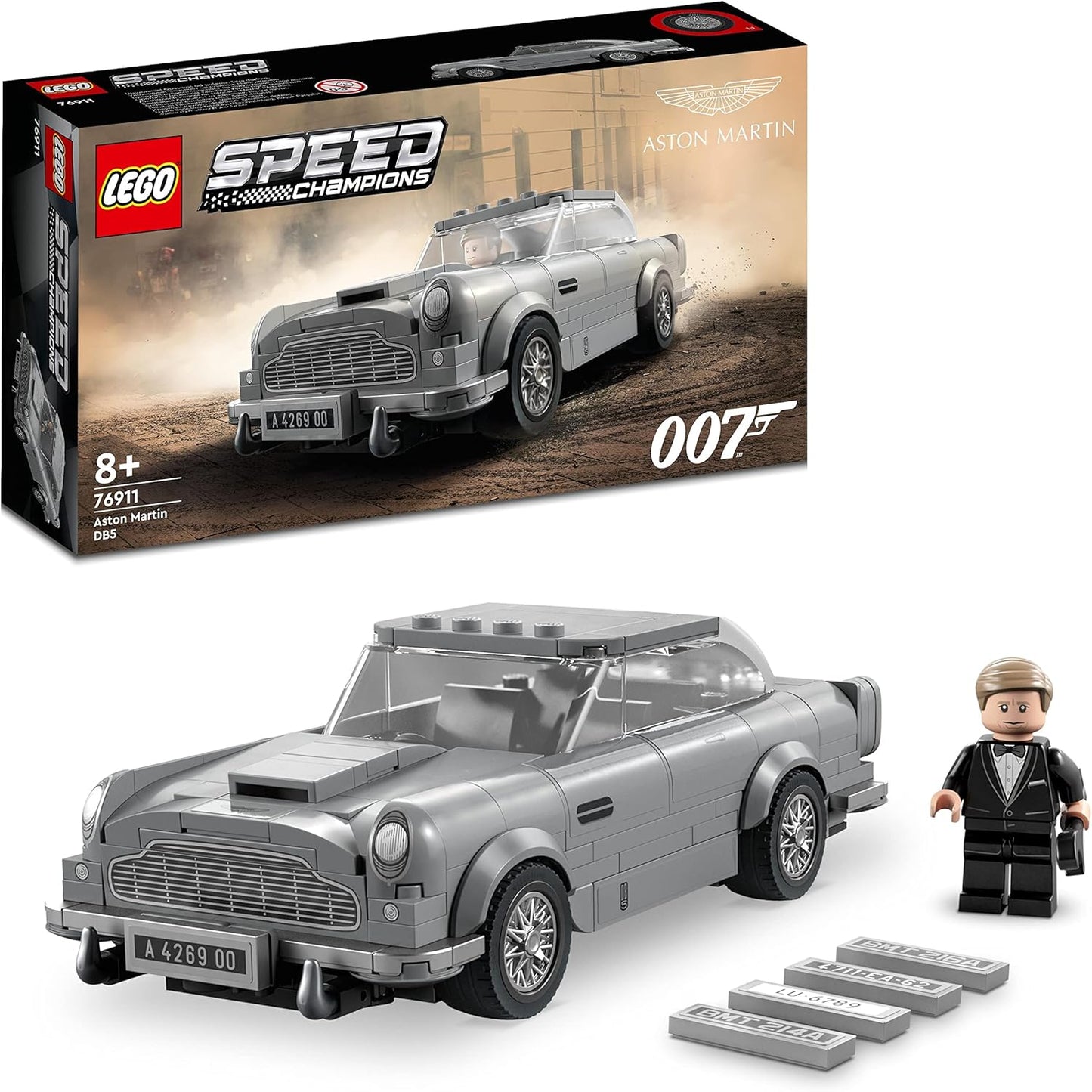 LEGO 76911 Speed Champions 007 Aston Martin DB5, James Bond Car Toy for the Movie No Time to Die, Model Car to Recreate with Mini Figure, Collector's Set, Gift for Boys, Girls and Fans