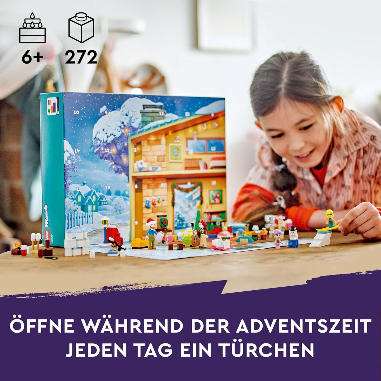 LEGO Friends Advent Calendar 2024, Pre-Christmas Children's Toy with 5 Characters and 3 Animals, Educational Toy, Gift Idea for Girls and Boys from 6 Years, Christmas Gift 42637