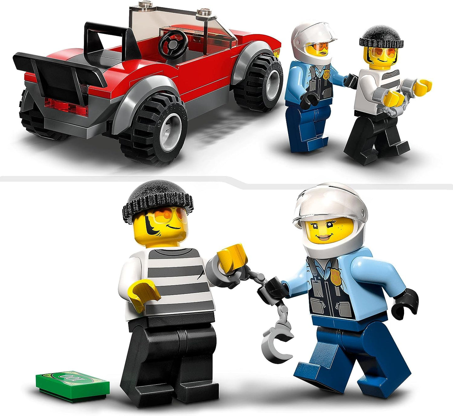 LEGO 60392 City Police Chase with Police Motorcycle Set, Racing Car Toy with Police Officer, Mini Figure for Children from 5 Years