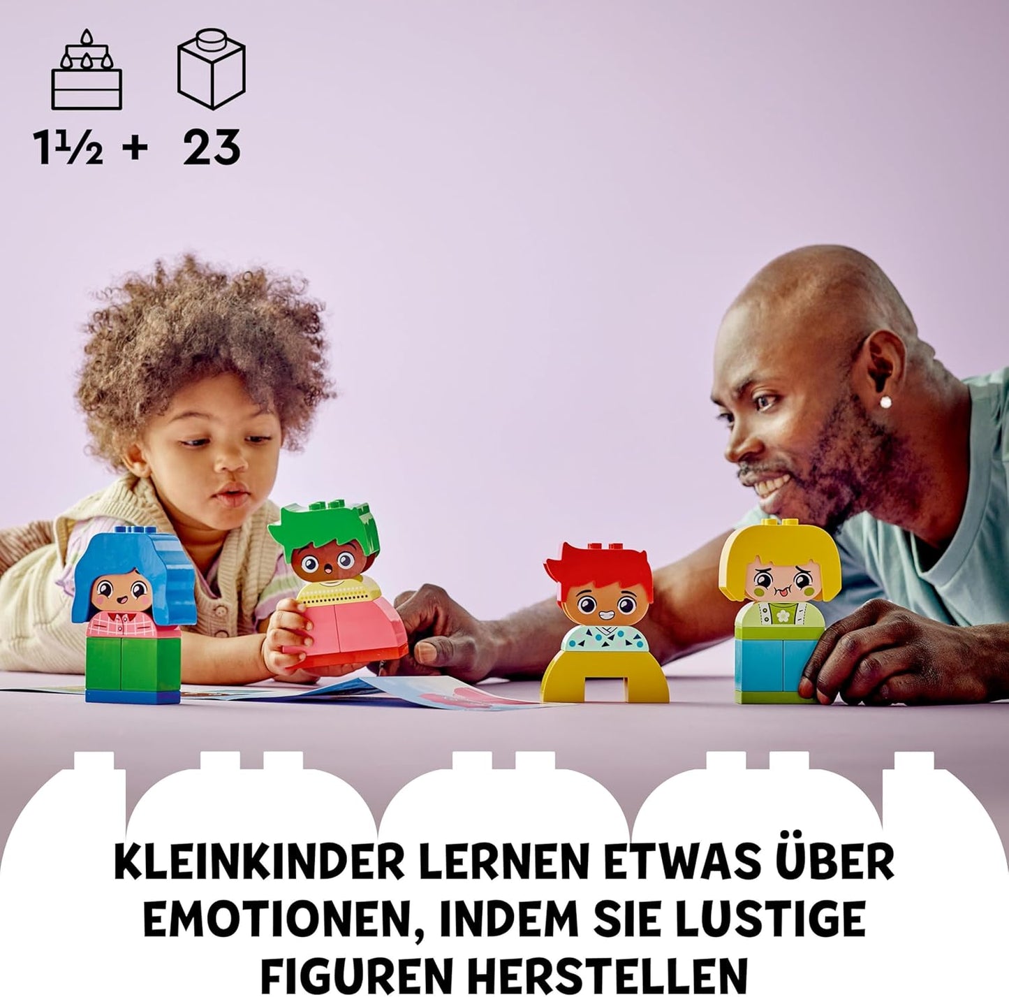 LEGO DUPLO Große Gefühle, Stapelspiel zum Bauen mit 23 bunten Bausteinen und 4 Figuren, Motorik-Spielzeug zur Förderung der sozialen und emotionalen Entwicklung von Kleinkindern ab 18 Monaten 10415