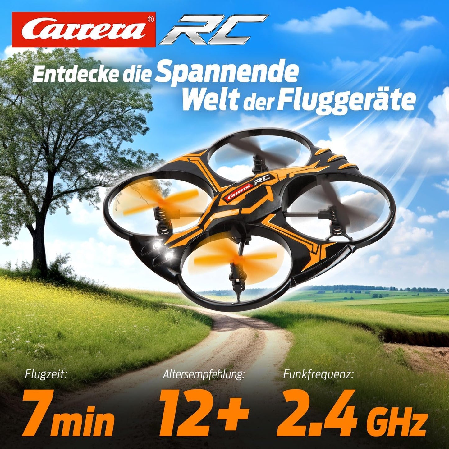 Carrera RC Quadcopter X2 Drone | With Flashing LED Position Lights | 3D Looping Function | Auto Start & Landing Function | 17.6 cm Length | Ages 12+ | Beginner & Advanced Mode