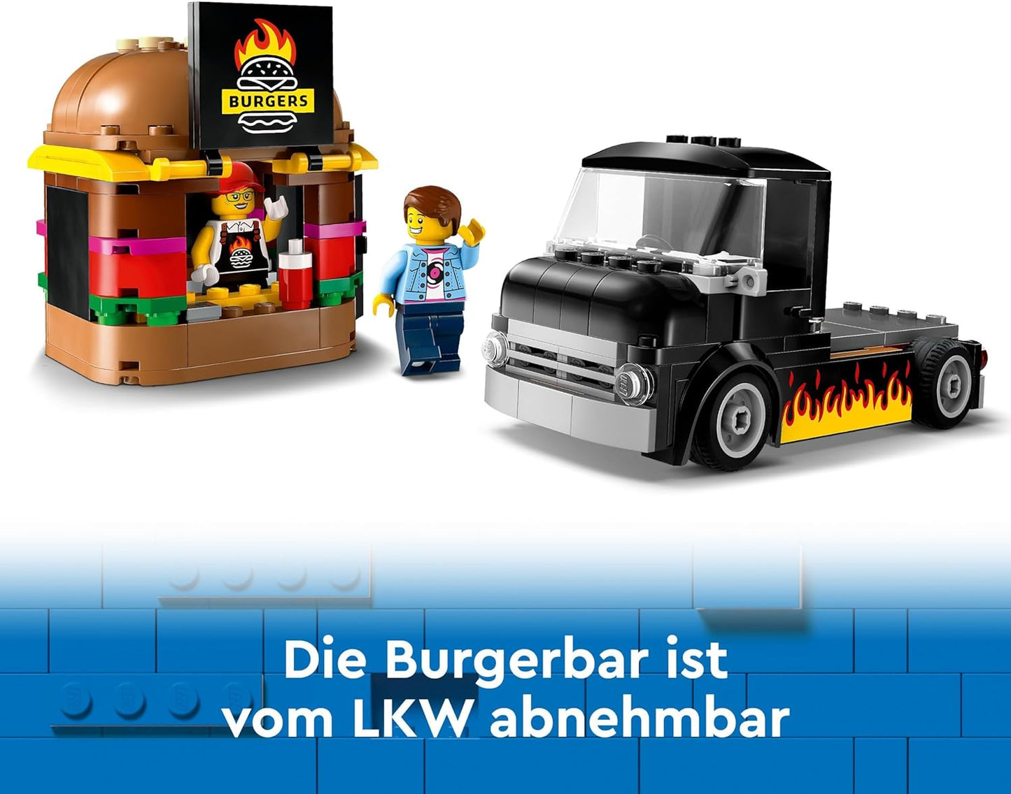 LEGO City 60404 Burger Truck, Construction Set with Toy Car for 5-Year-Old Children, Food Truck Mini Figure and Accessories, Funny Gift for Boys and Girls