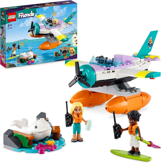 LEGO 41752 Friends Sea Rescue Plane, Airplane Toy with Whale Figure and Mini Dolls, Animal Care Gift for Birthday for Girls, Boys and Children from 6 Years