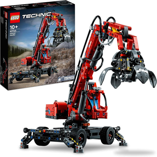 LEGO 42144 Technic Umschlagbagger Modellbausatz, Mechanisches Lernspielzeug, manuelle und pneumatische Funktionen, Baufahrzeug, Kran-Spielzeug für Kinder ab 10 Jahren