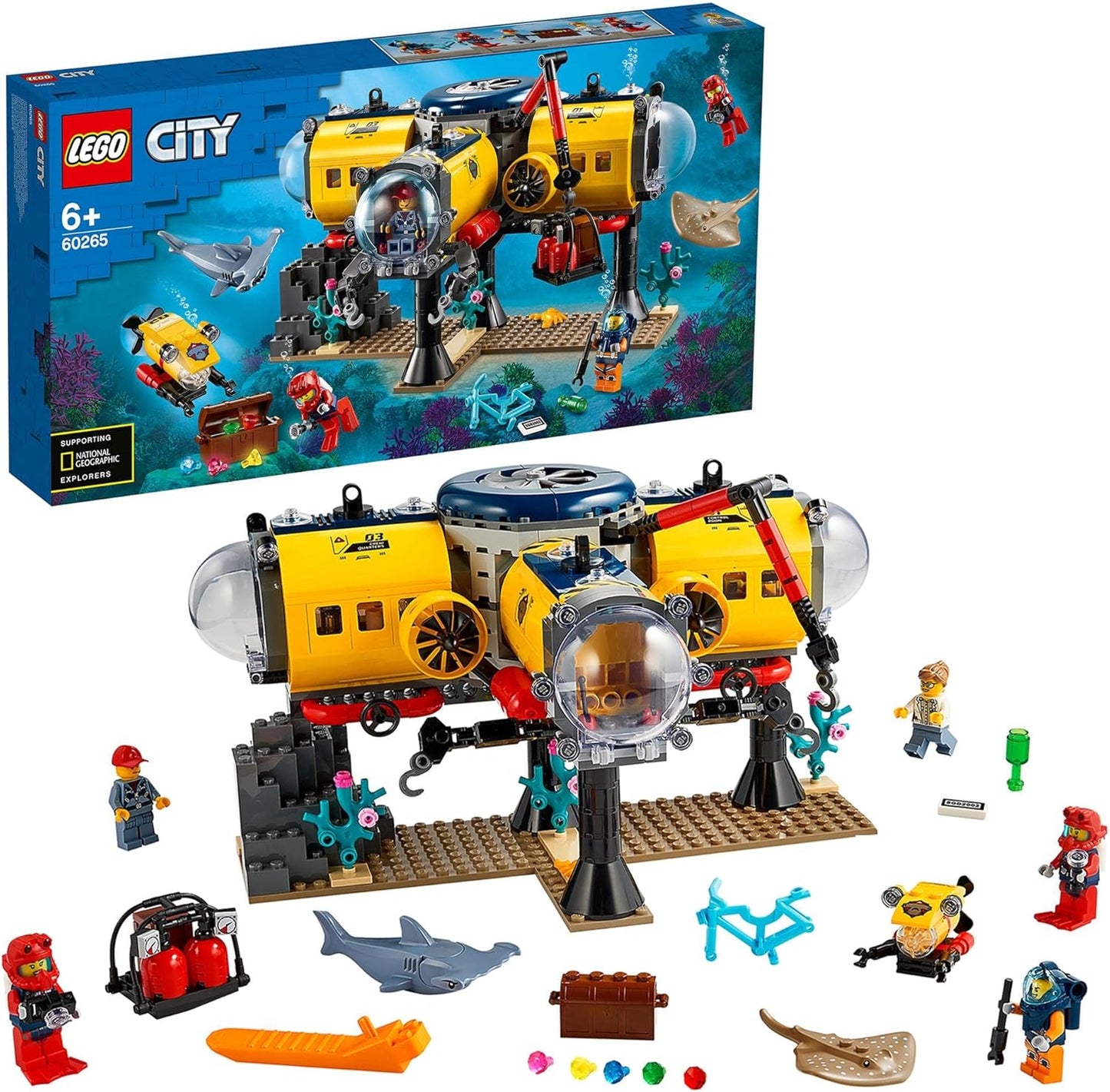 LEGO 60265 City Sea Research Base Deep Sea Underwater Set Diving Adventure Toy for Children