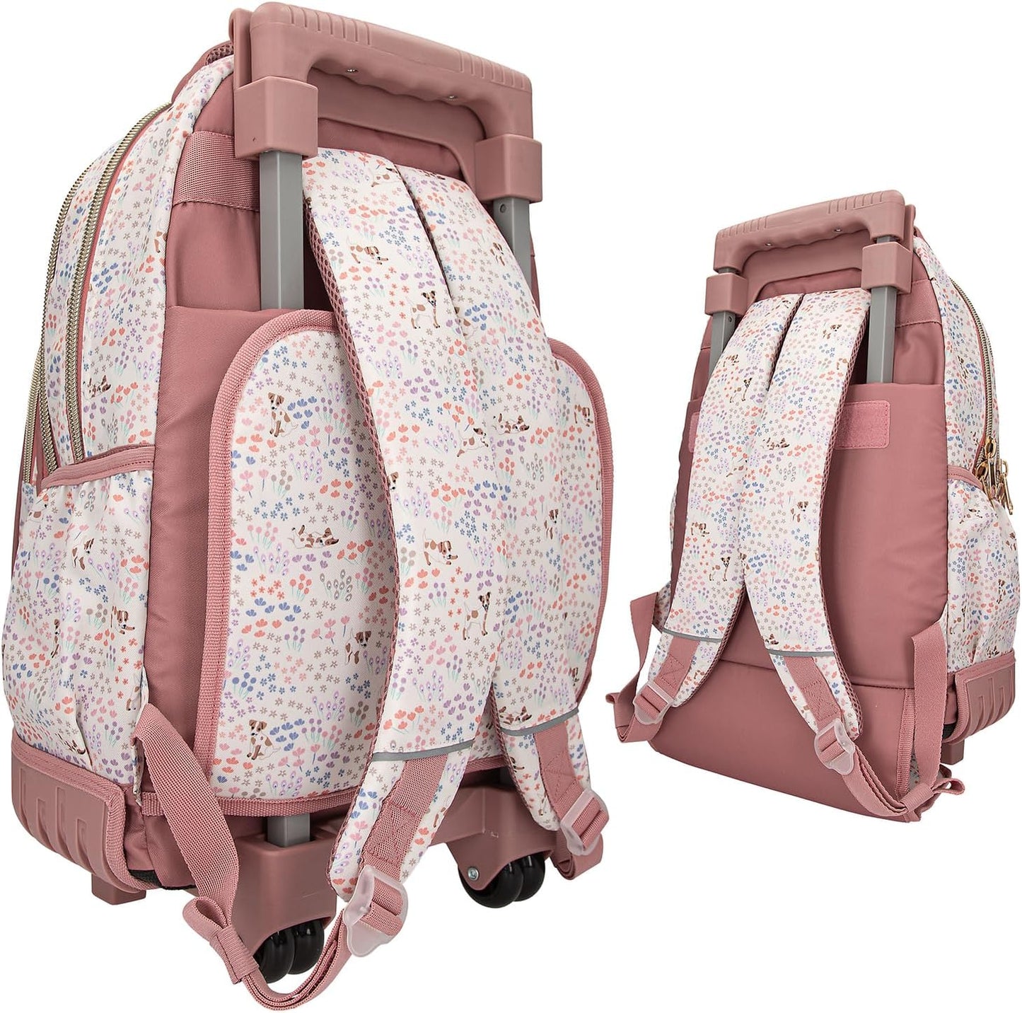 Depesche 12948 TOPModel Velo Fleur School Backpack Trolley with Model Motif and Flower Pattern, School Bag with Telescopic Handle and Wheels