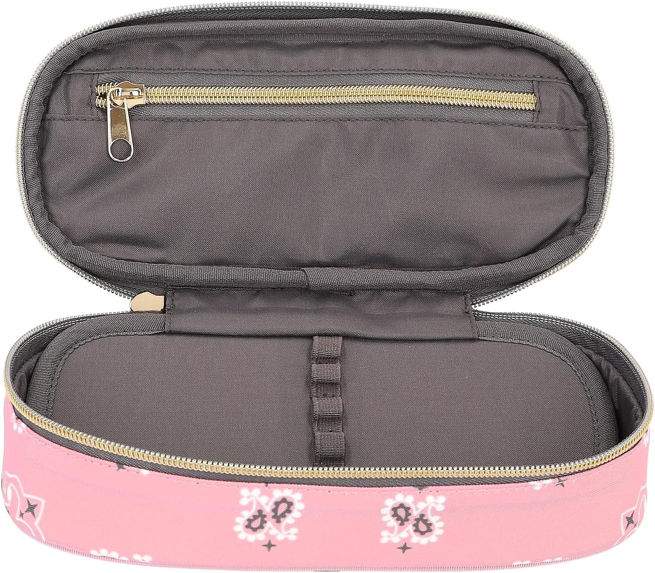 Depesche 12767 Miss Melody Bandana Pencil Case in Pink with Bandana Pattern and Pendant Pencil Case with Practical Divider Flap