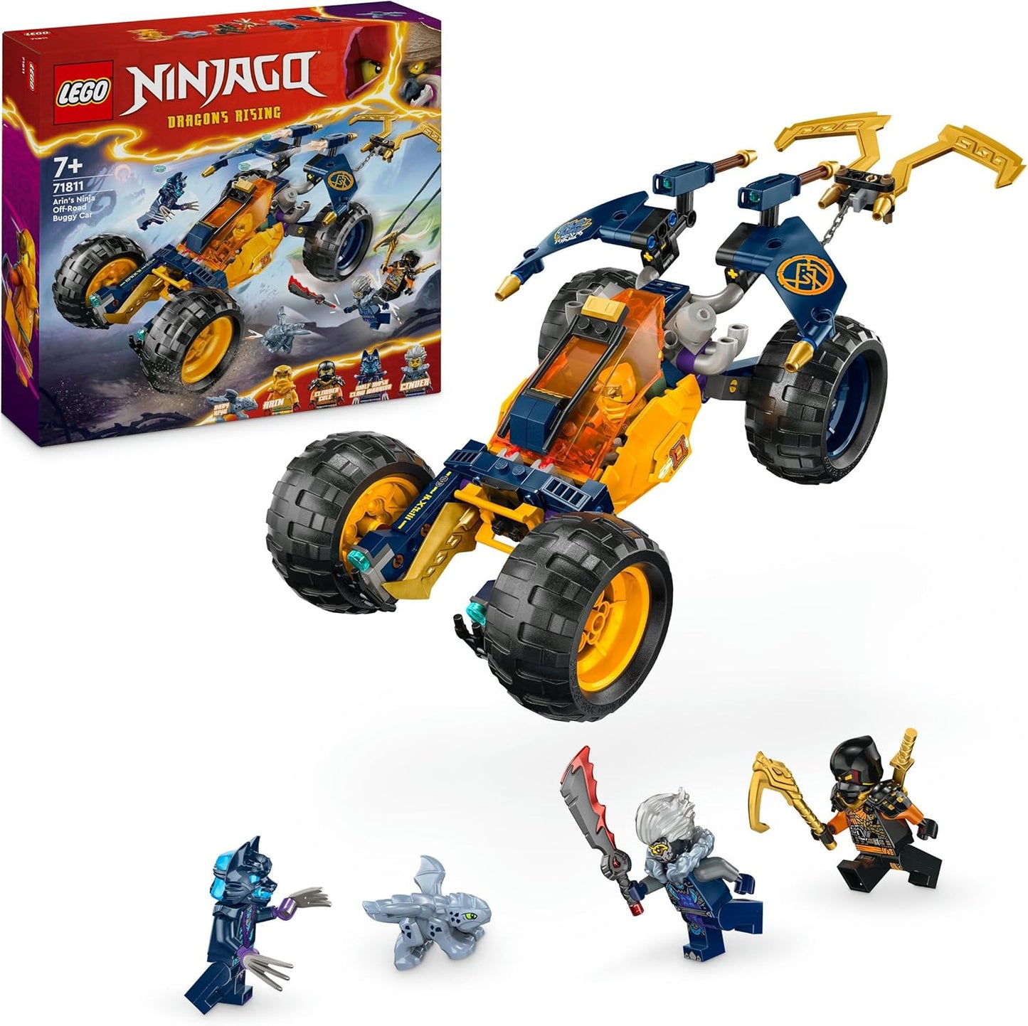 LEGO Ninjago Arins Ninja Terrain Buggy, Ninja Toy with Car, Dragon and 4 Mini Figures, Adventure Set with Buggy Model for Children, Birthday Gift for Boys and Girls from 7 Years 71811