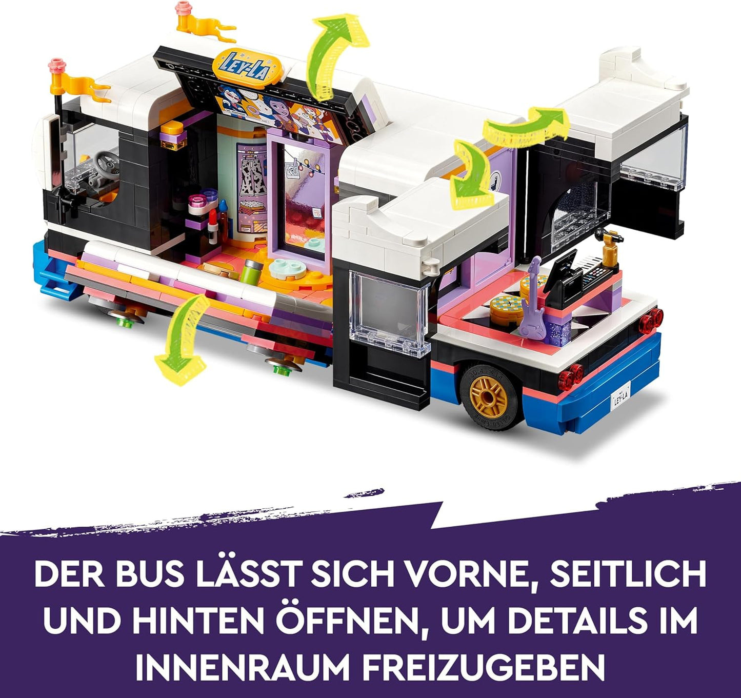 LEGO Friends Pop Star Tourbus, Music Set with Truck Toy and 4 Figures, Promotes Social-Emotional Development, Birthday Gift for Girls and Boys from 8 Years 42619