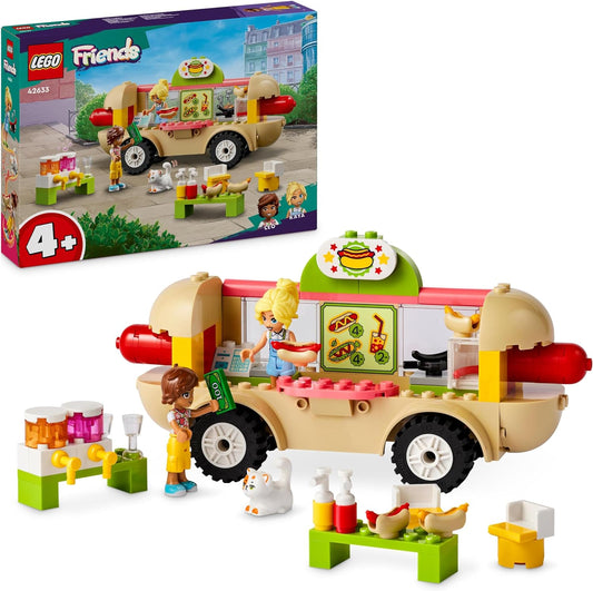 LEGO Friends Hotdog Truck, Mobile Restaurant Toy for Children from 4 Years, Set with Car, Figures and Cat, Gift for Girls and Boys from 4 Years 42633