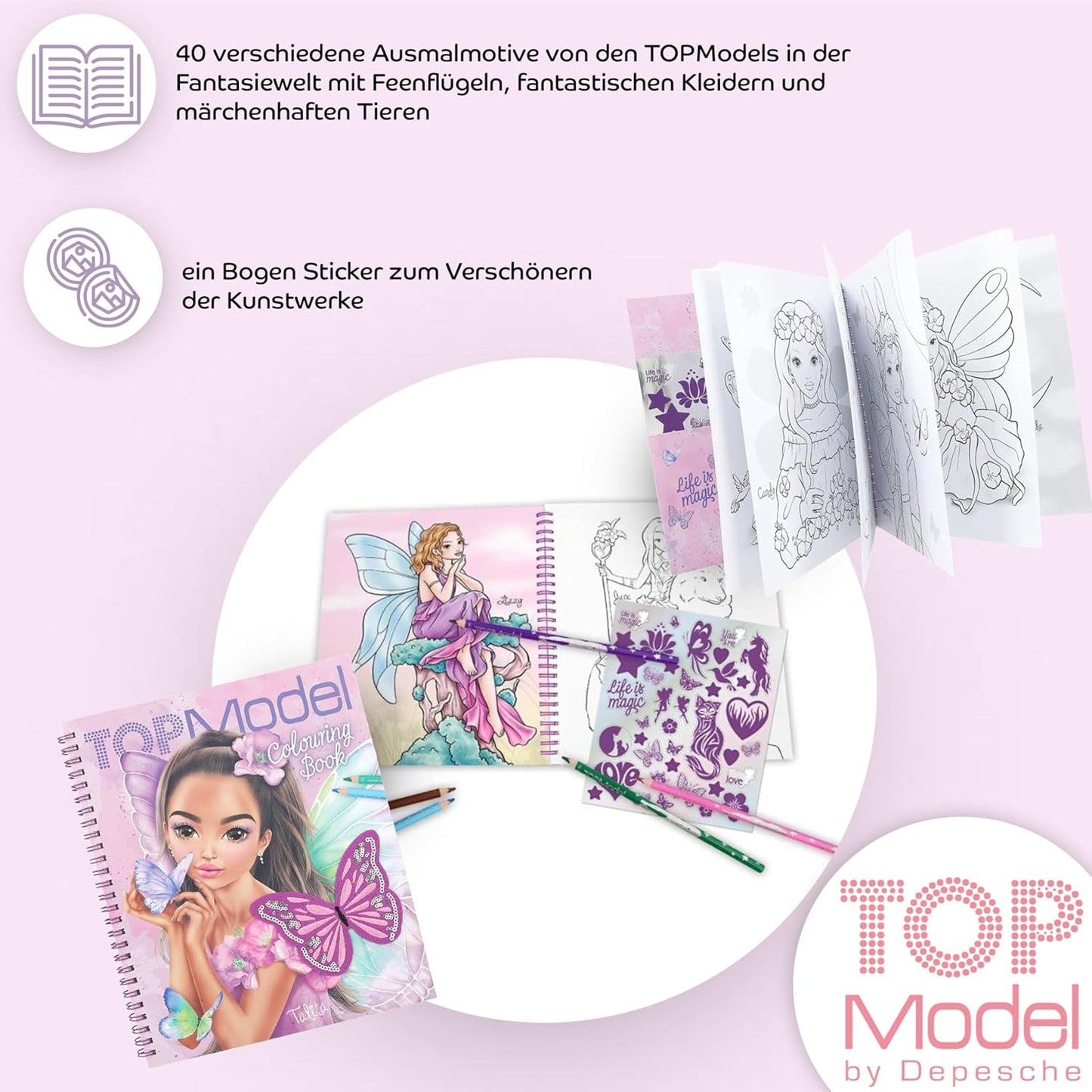 TOPModel Fairy Love Colouring Book + Stickerworld Ballet: Experience the Magical World of Fairies with a Creative Colouring Book Full of Magic and Fantastic Stickers from the Ballet World that Free