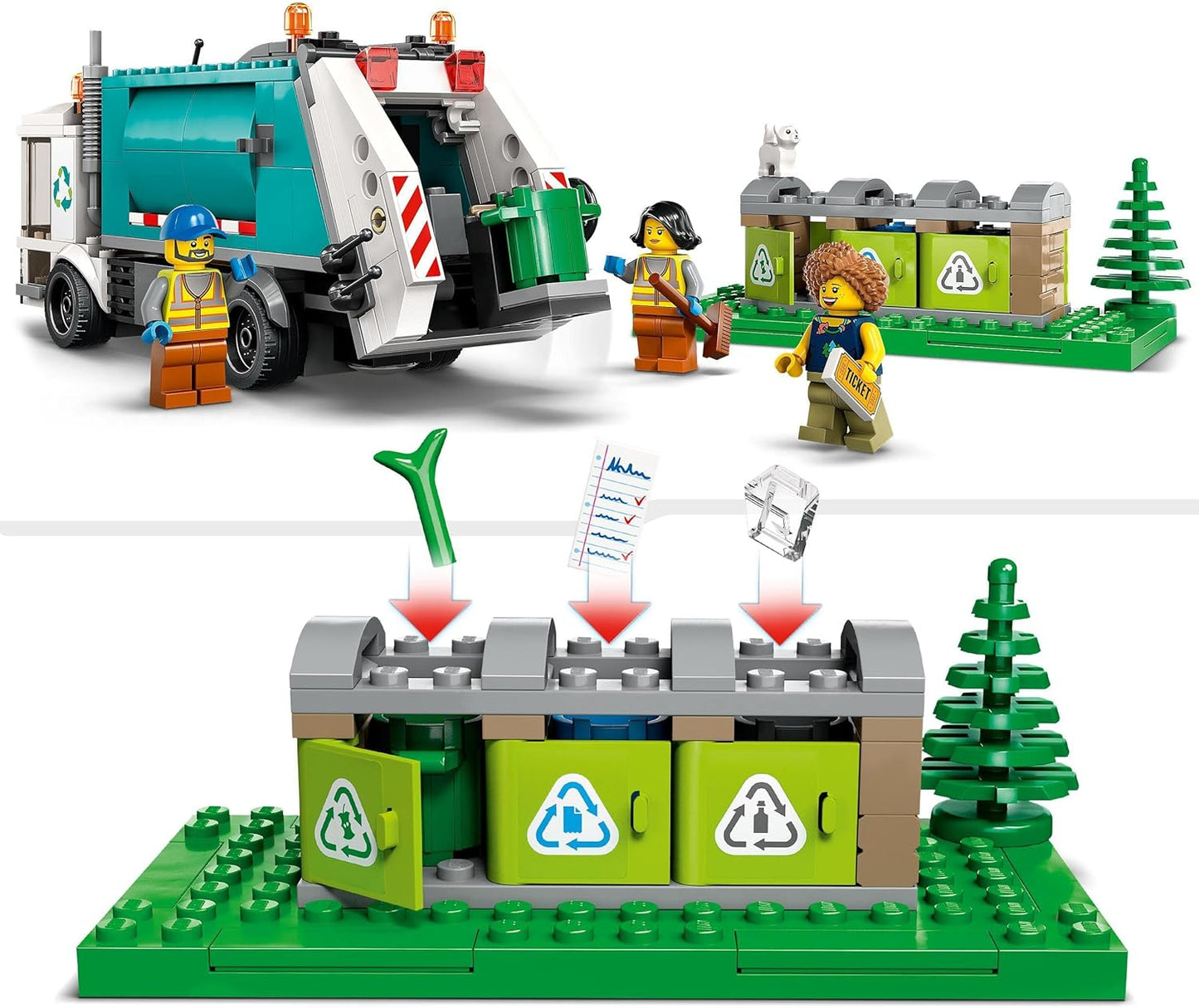 LEGO 60386 City Rubbish Collection, Garbage Truck Toy with Wheelie Bins for Children from 5 Years, Learning and Sorting Toy, Sustainable Life Series