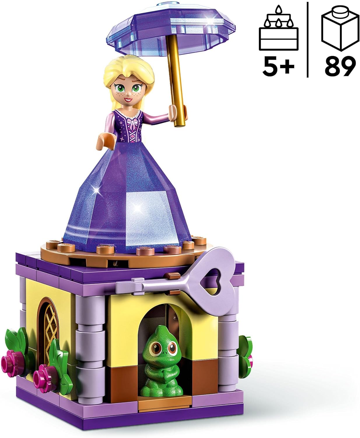 LEGO Disney Princess Rapunzel Music Box, Princess Building Toy with Rapunzel Mini Doll, Diamond Dress and Chameleon Pascal for Children 43214