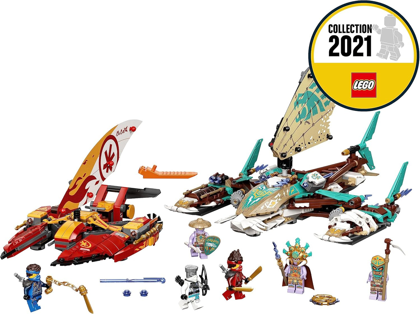 LEGO 71748 NINJAGO Duel of the Catamarans, Construction Set with 4 Toy Boats and Kai, Jay and Zane Mini Figures