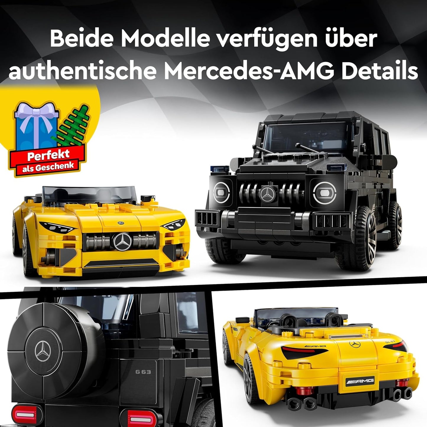 LEGO Speed Champions Mercedes-AMG G 63 & Mercedes-AMG SL 63, Construction Set with 2 Toy Cars and 2 Driver Mini Figures, Gift for Boys and Girls, Model Car Set, Racing Car Toy 76924