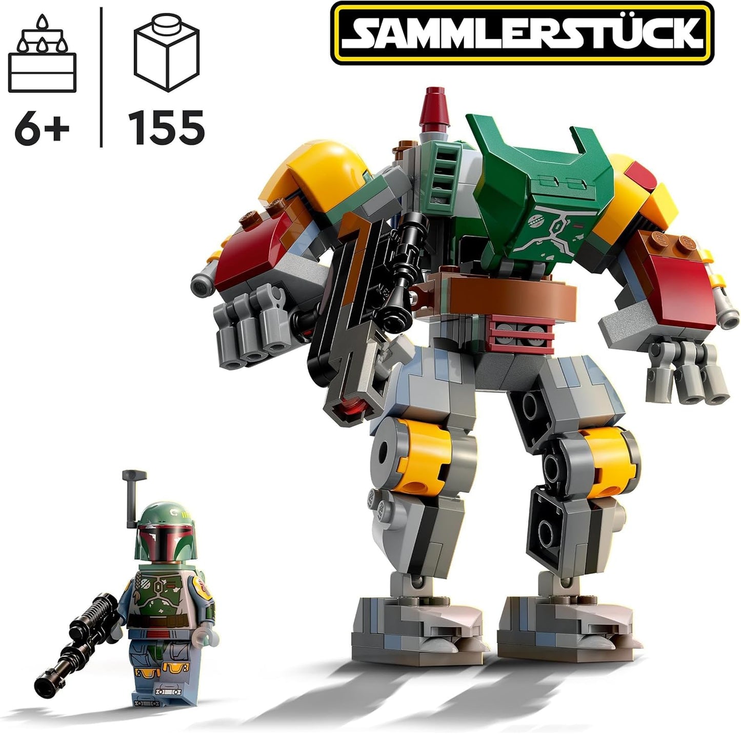 LEGO 75369 Star Wars Boba Fett Mech Buildable Action Figure with Blaster and Rocket Backpack with Flick Shooter Collectible Set for Kids