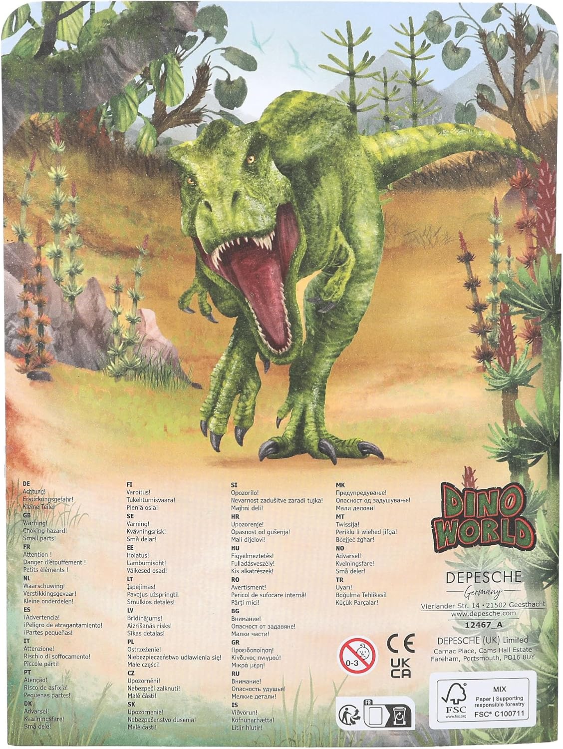 Depesche 12467 Dino World Mini Sticker Fun Sticker Book with 12 Background Pages to Design Yourself Includes 6 Sheets of Stickers