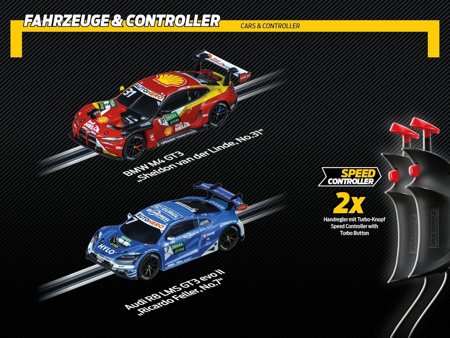 Carrera - 20062560 - DPower Lap I Digital Race Track I Including Lap Counter & Loopings Crosses & Overflights I Vehicles with Front and Rear Lighting in Scale 1:43 I Hand Controller with Turbo Button