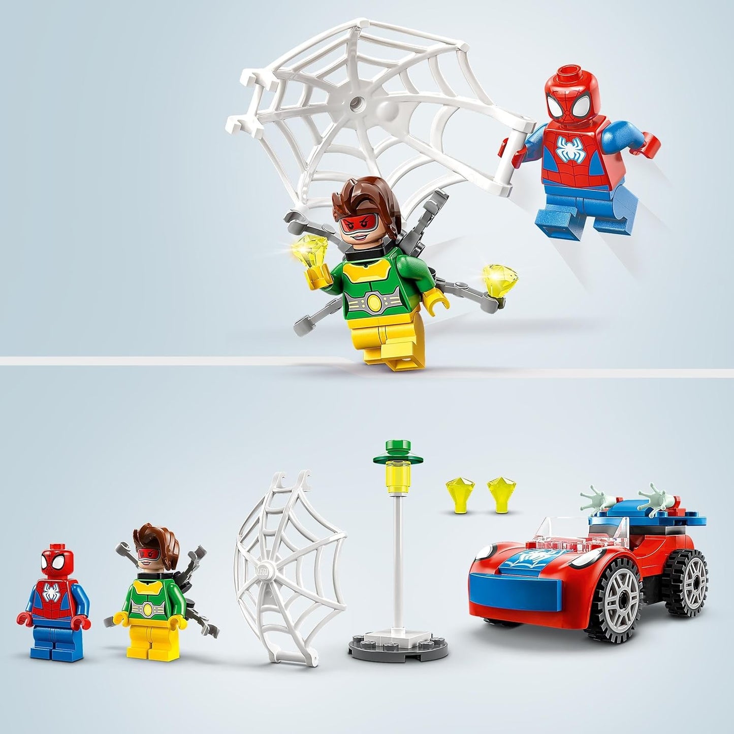 LEGO Marvel Spider-Mans Auto und Doc Ock Set, Spidey und seine Super-Freunde, baubares Spielzeug für Jungen und Mädchen ab 4 Jahren, mit im Dunkeln leuchtenden Teilen 10789