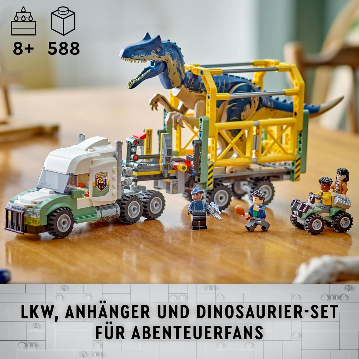 LEGO Jurassic World Dinosaur Missions Allosaurus Transporter Dino Playset Gift Idea for Kids with Kenji, Darius and Yaz Mini Figures for Boys and Girls from 8 Years 76966