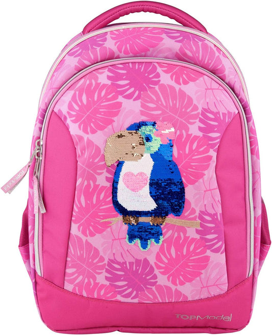 Depesche TOPModel 10448 School Backpack with Sequins Tucan Approx. 23 x 34 x 44 cm Multi-Coloured Pink