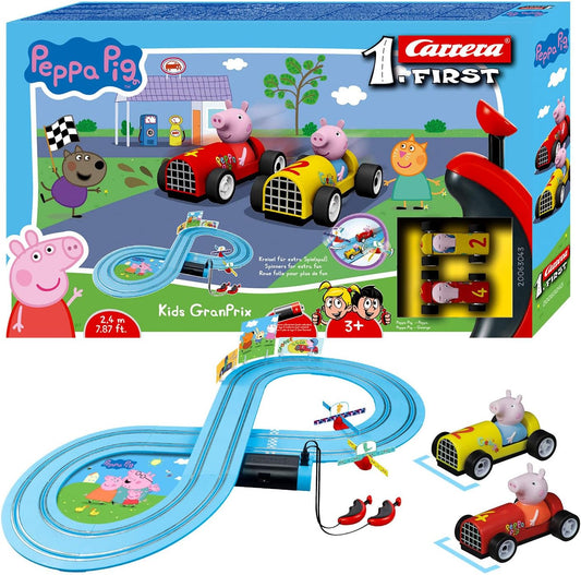 Carrera First Peppa Pig Kids Race Track Set | Peppa vs. George | 2.4 m Play Track | Fun with Peppa Pig | From 3 Years | Battery Operated