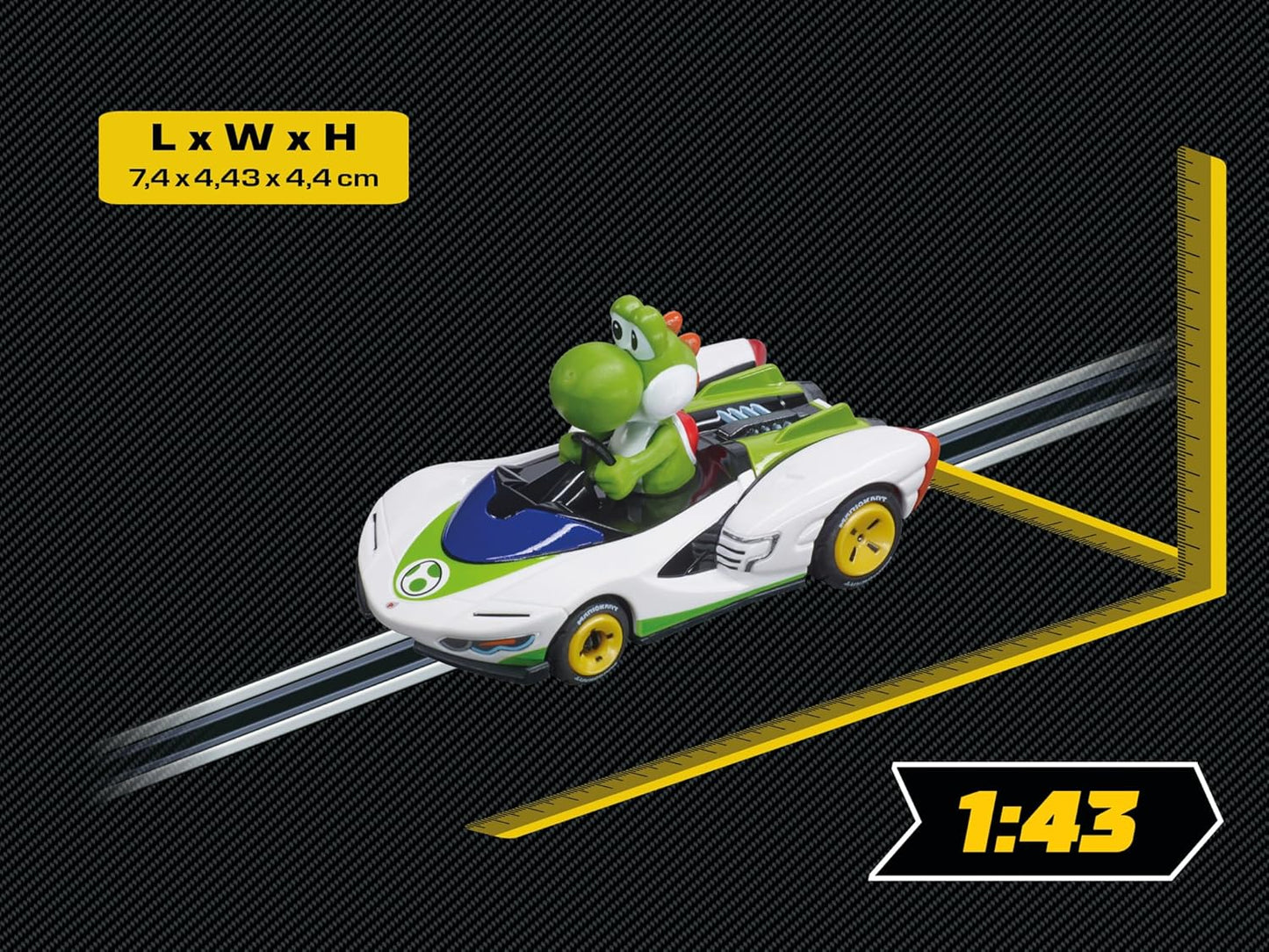 Carrera - 20064183 GO!!! Mario Kart - P-Wing - Yoshi I Racetracks and Licensed Slot Cars | Up to 2 Players | For Boys and Girls from 6 Years and Adults