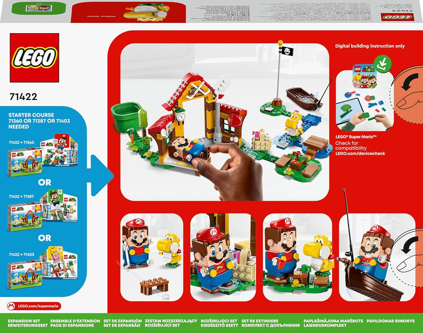 LEGO 71422 Super Mario Picnic at Mario - Expansion Set, Toy with Yellow Yoshi Figure to Combine with a Starter Set, Gift for Children, Boys and Girls from 6 Years