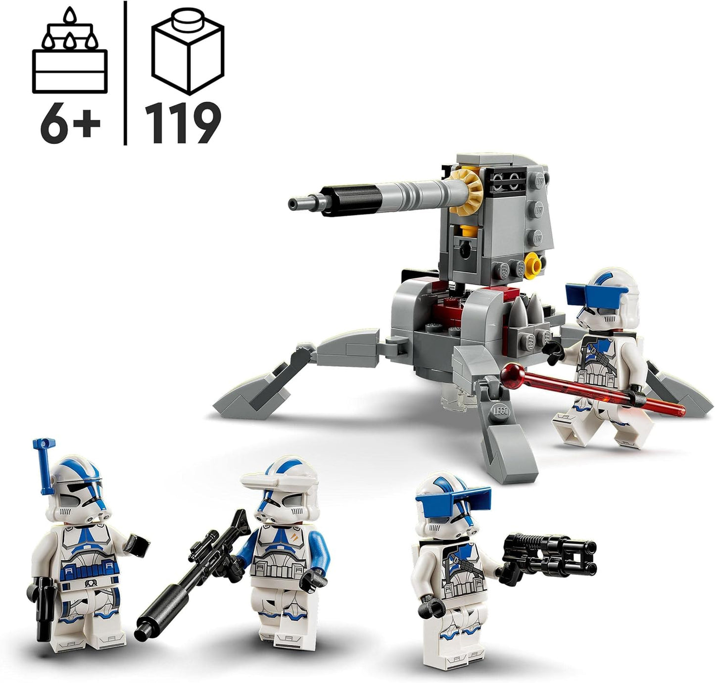 LEGO Star Wars 501st Clone Troopers Battle Pack Set mit Fahrzeugen und 4 Figuren, baubares Spielzeug mit AV-7 Anti-Fahrzeug-Kanone und federbelastetem Shooter 75345