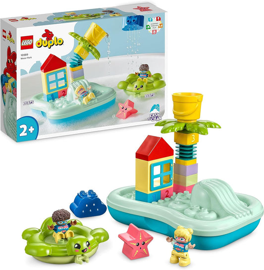 LEGO DUPLO Water Slide Set, Bath Toy for Toddlers from 2 Years, with Floating Island, Turtle and Starfish Animal Figures, Easy to Clean Bath Water Toy 10989