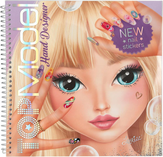 Depesche TOPModel 13029 Hand Designer Colouring Book with 46 Pages for Creating Creative Looks on Hands and Nails Includes 2 Sticker Sheets