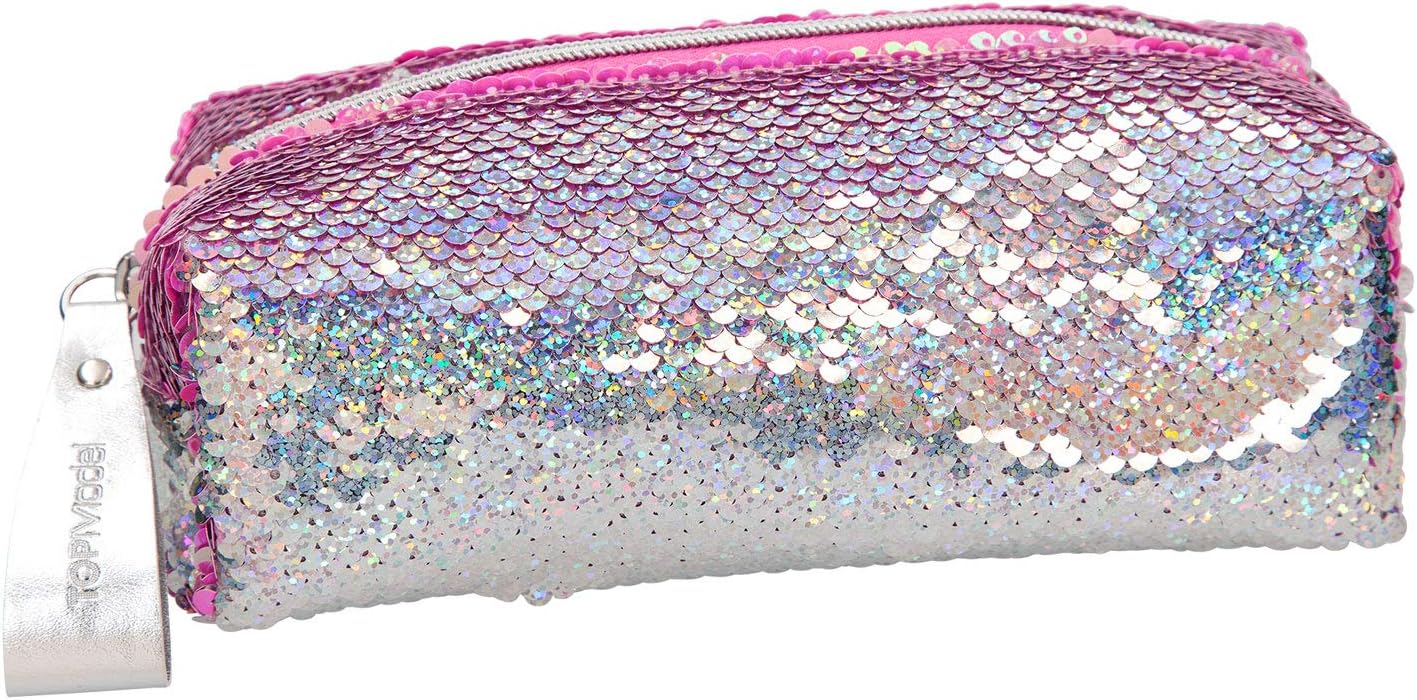 Depesche TOPModel 10416 Pencil Case with Sequins, Pink/Silver, pink, glam