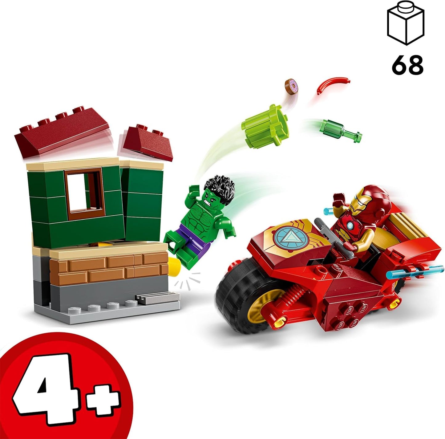 LEGO Marvel Iron Man with Bike and the Hulk, Superhero Building Toy for Children, Collectable Playset with Bike and Mini Figures, Gift for Girls and Boys from 4 Years, 76287