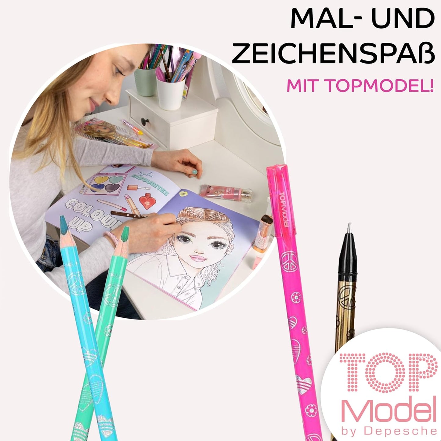 TOPModel Colouring Book Set & the TOPModel Colouring Book with Sequins: Creative Colouring Fun with Sparkling Highlights - Your Perfect Set for Colourful and Glittering Drawings