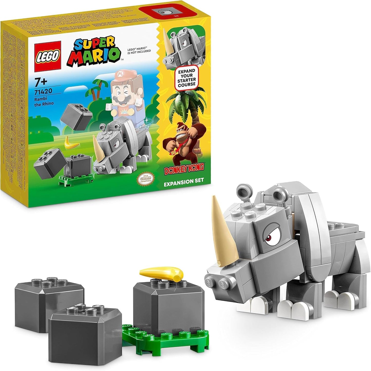 LEGO Super Mario Rambi the Rhino Expansion Set, Rhino Animal Toy Figure, Small Gift to Combine with a Starter Set 71420