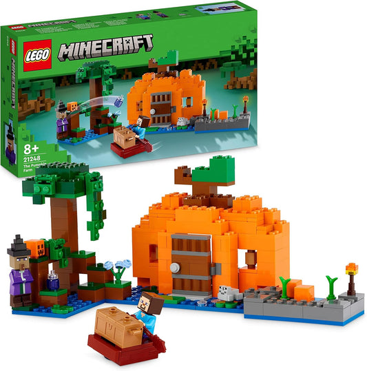 LEGO Minecraft The Pumpkin Farm Set, Buildable Toy House with Frog, Boat, Treasure Chest and Steve and Witch Figures, Swamp Biome Action Toy, Gift for Kids, Boys, Girls 21248