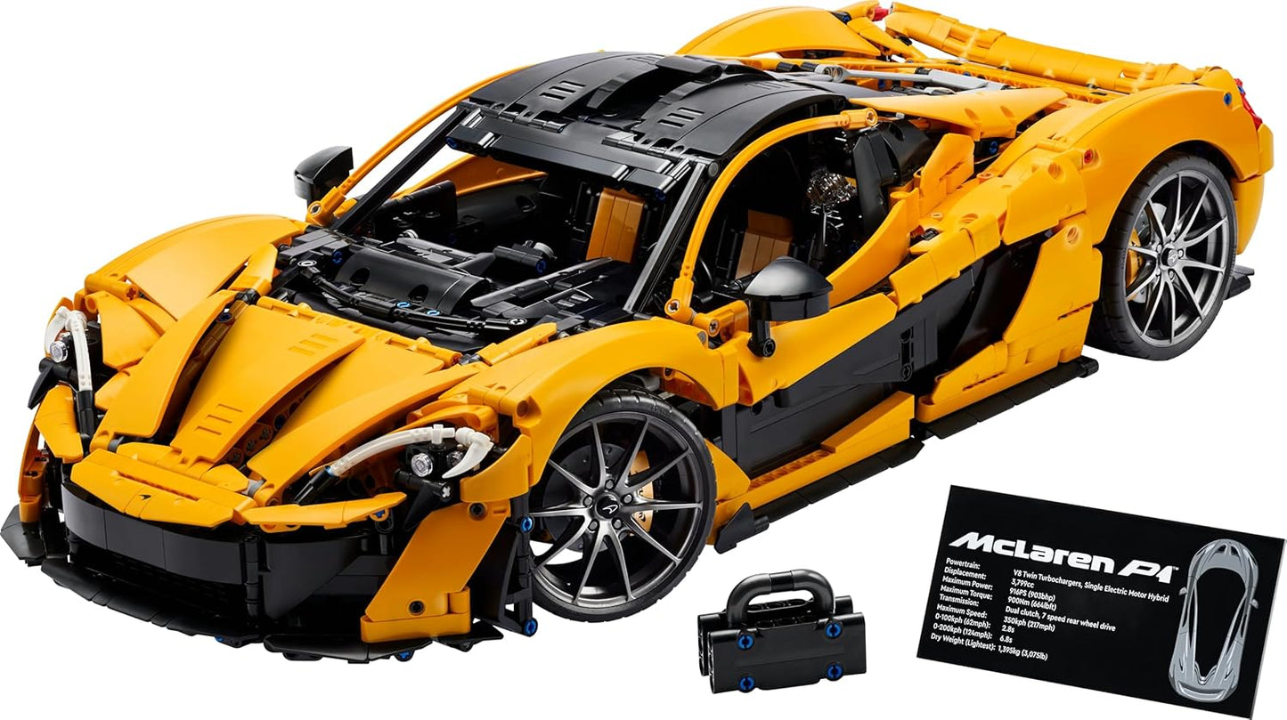 LEGO Technic McLaren P1 Super Sports Car Set for Adults, Gift for Car Fans, Scale Collectible with V8 Piston Engine and 7-Speed Transmission, Model Car, Toy Car Set 42172