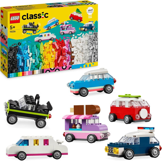 LEGO Classic 11036 Creative Vehicles, Building Blocks Set for Colourful Model Cars including Truck, Police Car and Construction Vehicles, Buildable Toy Cars Gift for Boys/Girls from 5 Years