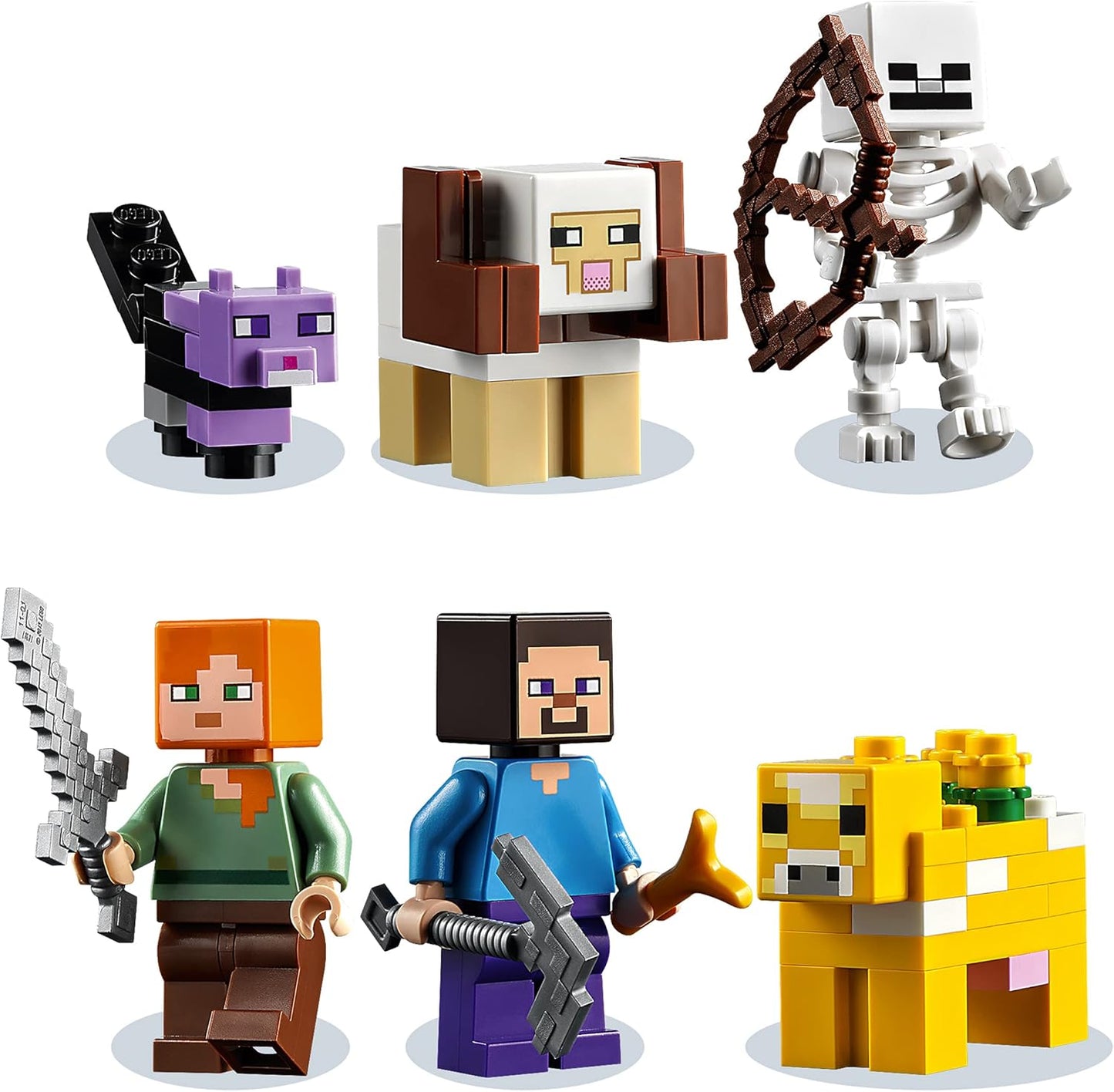 Lego 21169 Minecraft The First Adventure toy, nether play set with Steve, Alex, 2 skeletons, dyed cat, moobloom and horned sheep