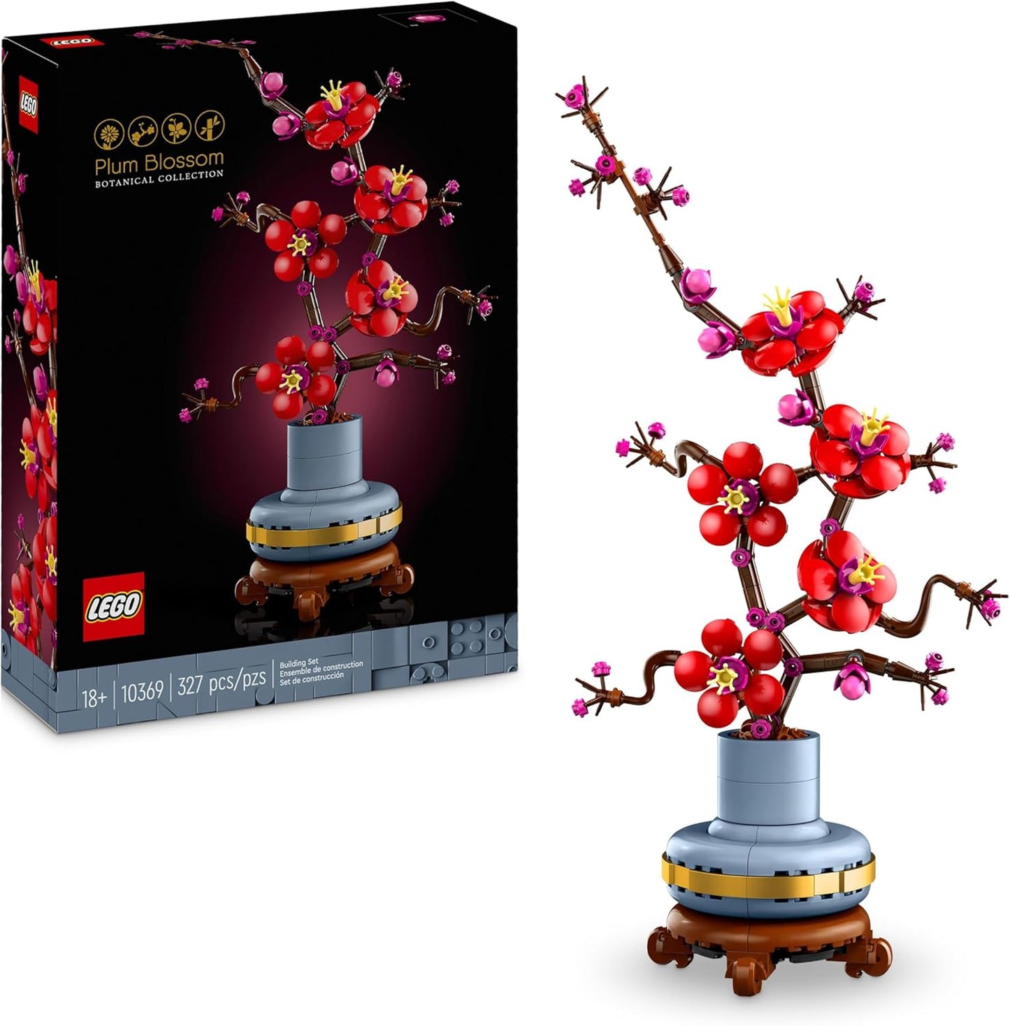 LEGO Icons Plum Blossom, Easy Care Flower Decoration from the Botany Collection, Creative Building Set for Adults, Relaxing Activity for Flower Lovers, Toy Plant to Collect, 10369