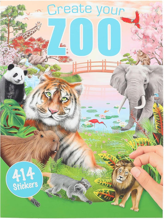 Depesche 12753 Sticker Album "Create Your Zoo", Sticker Book with Cool Motifs and 3 Double-Sided Stickers, Approx. 22 x 30 x 0.5 cm