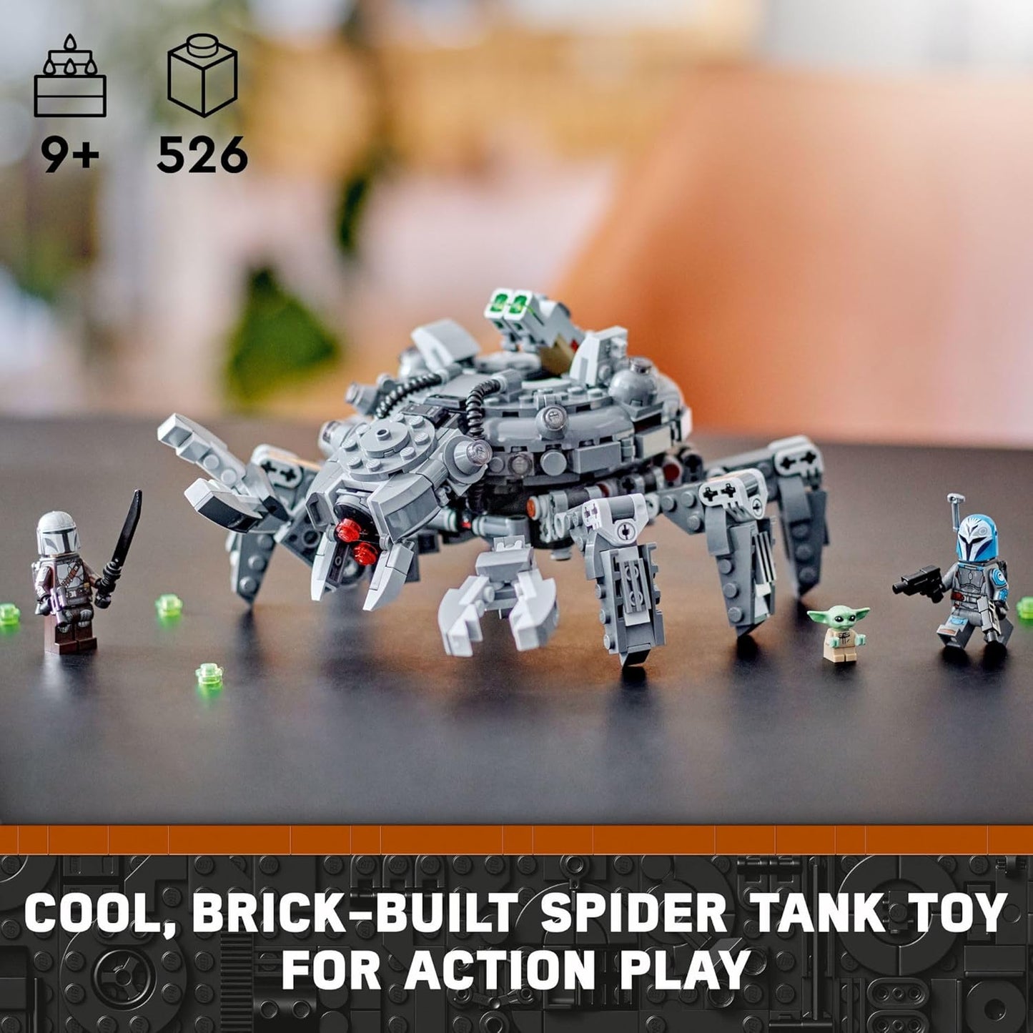 LEGO Star Wars Spider Tank 75361 - Building Toy Mech from The Mandalorian Season 3, Includes the Mandalorian with Dark Sword, Bo-Katan and Grogu 'Baby Yoda' Mini Figures, Gift Idea for Children